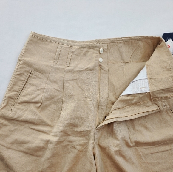 Vtg Levis Dockers Shorts Wmns 14 Linen Blend Beige Tan Bareback 32x9 80s 90s NWT - Picture 11 of 15